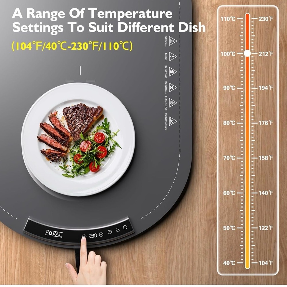 Warming Mat for Food 6 Dish Buffet Electric Warmer Tray 8 Adjustable Temperature - Picture 6 of 6